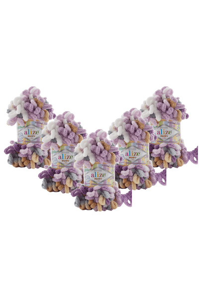 Alize 5 Pieces Puffy Color 6522- Hand Knitting Yarn Baby Blanket Slippers Sca...