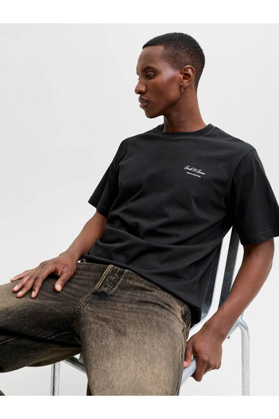 Jack & Jones JACK JONES Yazı Desenli Erkek Yuvarlak Yaka Tişört 12287990