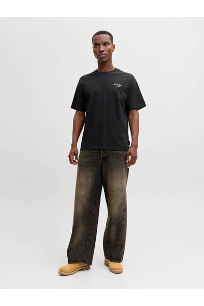 Jack & Jones JACK JONES Yazı Desenli Erkek Yuvarlak Yaka Tişört 12287990