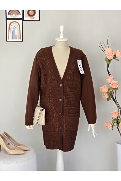 ENDAMIM Plus Size Women's Long Knitwear Cardigan with Pockets Full Button Med...