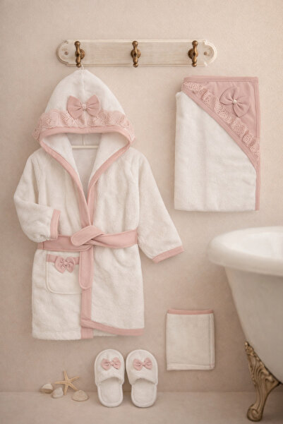 Arin Baby 100% Cotton White Baby Bathrobe Set / Baby Girl White Bathrobe Set ...