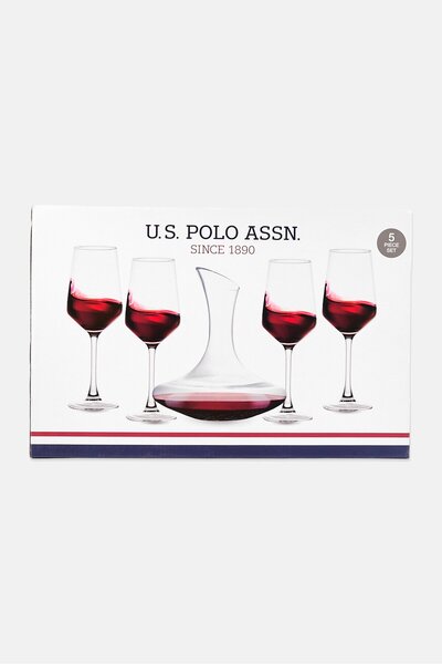 U.S. Polo Assn. Glass 5 Pieces Bar Set, Transparent