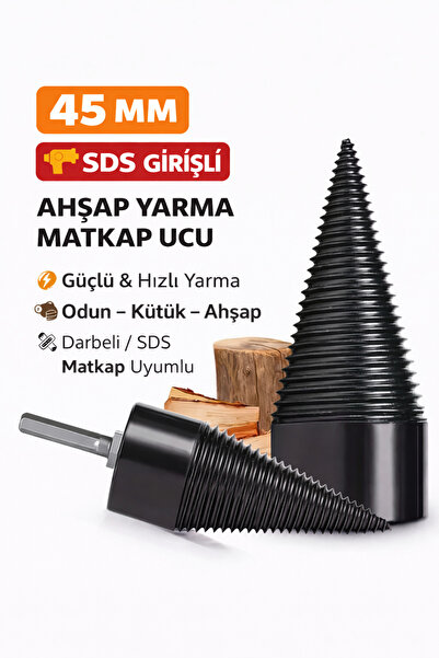 SENBANG 45 mm SDS Girişli Ahşap Yarma Matkap Ucu – Konik Odun Ayırıcı Vida Ti...