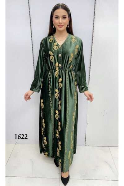 Razan Fashion Velvet house dress with elegant embroidery, available in ample ...