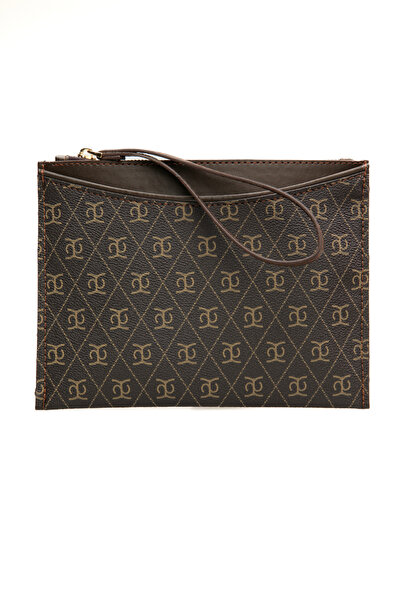 Shkup Women's Patterned Zippered Portfolio Bag with Wrist Strap - Casual & St...