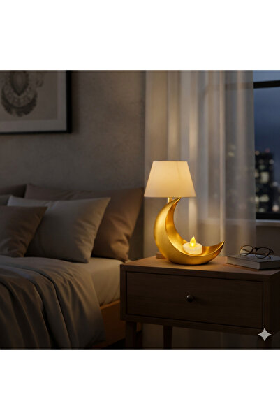 Üçüncü Boyut Baskı Dünyası Ramazana Özel Gold & Siyah Ay Gece Lambası | Pilli...