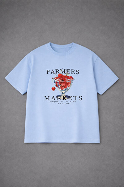 LORVEX Farmers Markets Printed Oversized Cotton Unisex Tshirt - T-Shirt