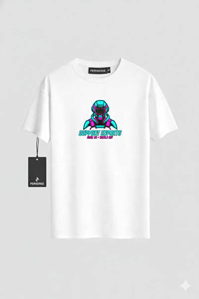 PERISENSE Unisex Support Esports Printed Premium Combed Cotton Oversized T-Shirt