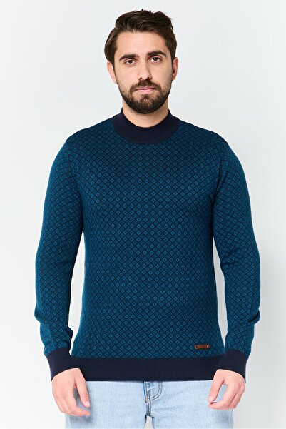 Harmont & Blaine Men Crew Neck Jacquard Pattern Long Sleeve Sweater, Multicolor