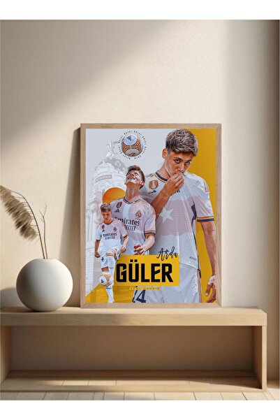 MOR TABLO Arda Güler Doğal Ahşap Çerçeveli Tek Parça Dekoratif Tablo