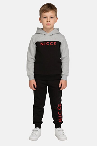 Nicce طقم ملابس للأطفال الصغار من قطعتين، هودي وبنطال رياضي بشعار ماركة، متعد...