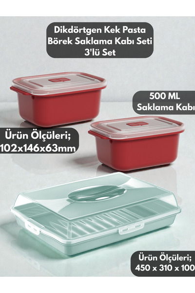 PONÇİK STORE Rectangular Cake Pastry Storage Container, Lockable Glass Transp...