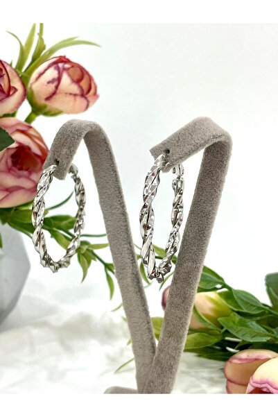 XUPING JEWELRY أقراط حلقات حلزونية إيطالية الطراز (لون فضي 4*4 سم)