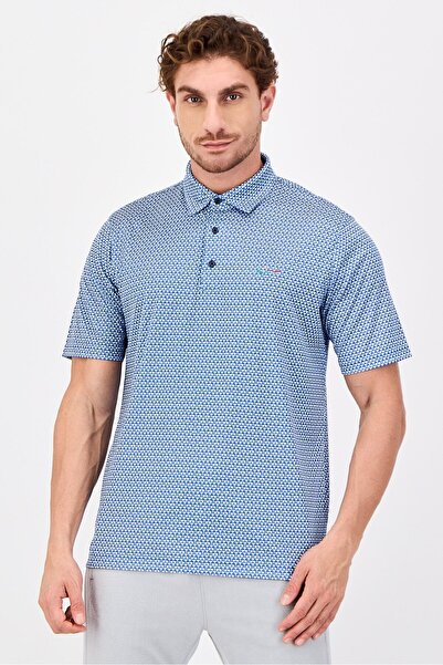 Greg Norman Men Sportswear Fit Short Sleeves Training Polo Shirt, Blue