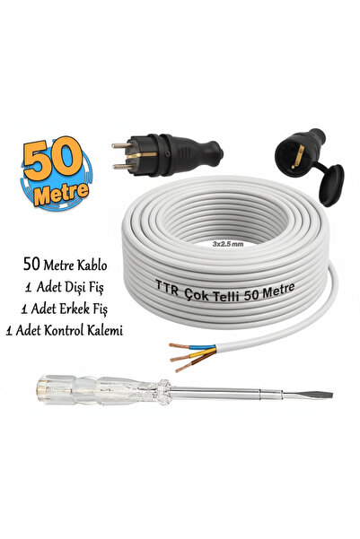 Toptancı Amca Seyyar 50 Metre Uzatma Kablosu TTR CCA Telli 3x2.5 mm Elektrik ...