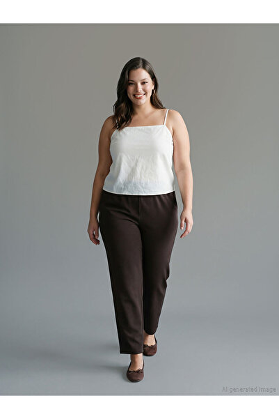 LC Waikiki Lcw Grace Brown Women's Elastic Waist Pants