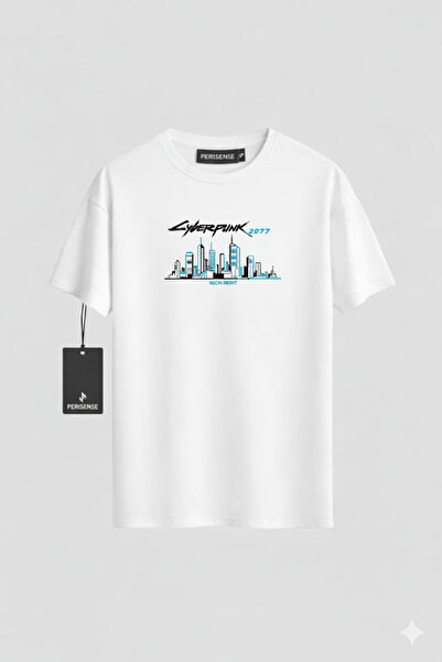 PERISENSE Unisex Cyberpunk Printed Premium Combed Cotton Oversized T-Shirt