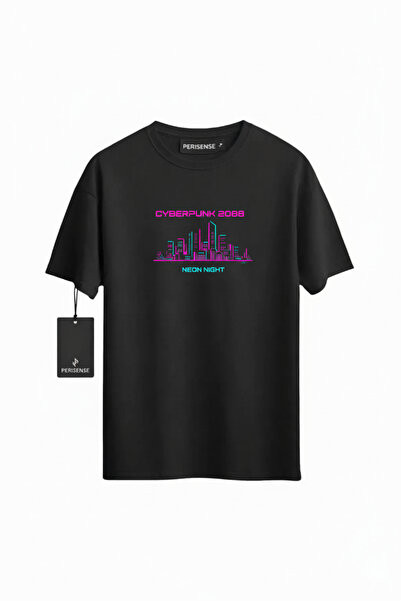 PERISENSE Unisex Cyberpunk Printed Premium Combed Cotton Oversized T-Shirt