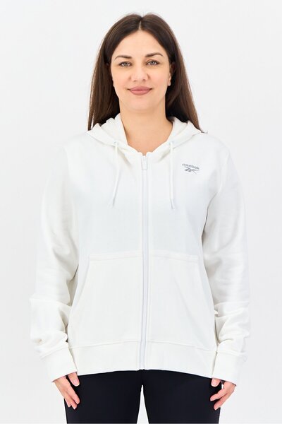 Reebok Women Sportswear Fit Training Full Zip Hoodie, Off White