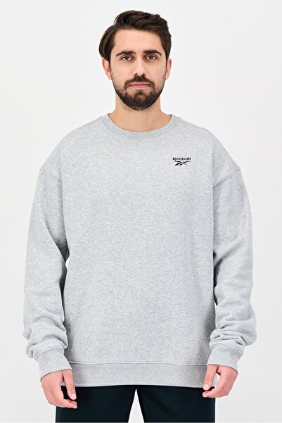 Reebok Men Sportswear Fit Long Sleeve Outdoor Sweatshirt, Light Grey