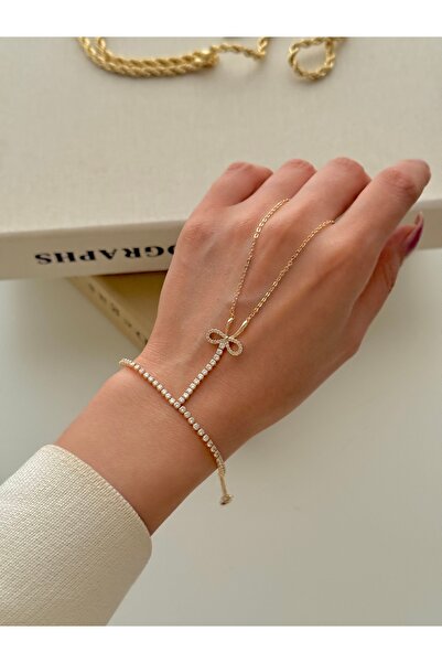 YOUES JEWELRY 14K ALTIN RENK ÇELİK ŞAHMERAN BİLEKLİK