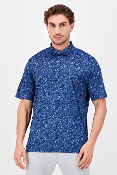 Greg Norman Men Sportswear Fit Short Sleeves Training Polo Shirt, Dark Blue