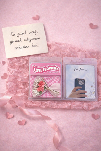 NPCQUN Aynalı Kartlı Mini Çiçek Buketi – Sevgiliye Arkadaşa Romantik Hediye S...