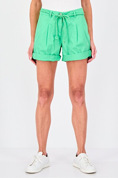 PROMOD Women Plain Basic Shorts, Green