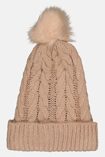 Adrienne Landau Women Textured Pom-Pom Beanie, Beige