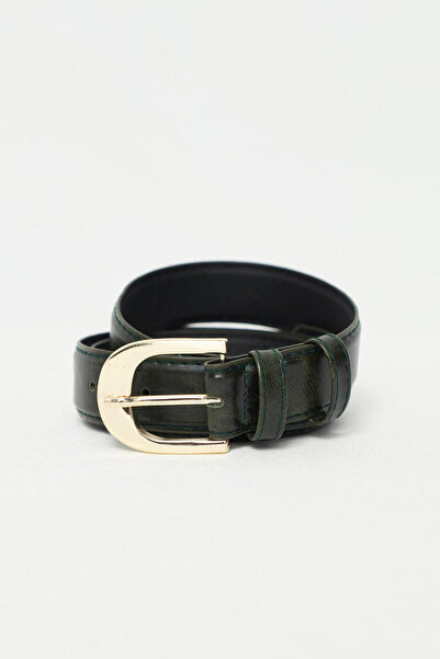 BE BLUE Green Belt with Gold Buckle Detail