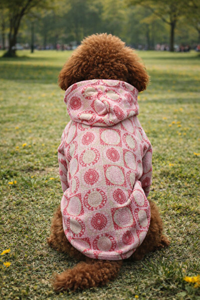 petite pati Pink Patterned Organza Fabric Dog Sweatshirt |   Hooded, Winter D...