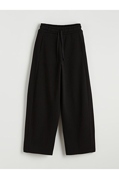 LC Waikiki Soulife Black Elastic Waist Women's Thick Sweatpants