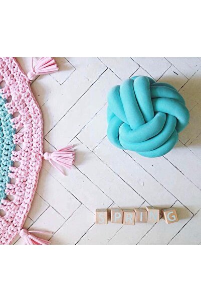 ÖrgüYastik Knitted Knot (Turquoise) Ball Pillow