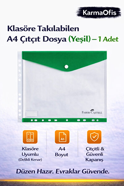 Faber Castell Зелений A4 файл з застібкою, який можна прикріпити до папки – 1...