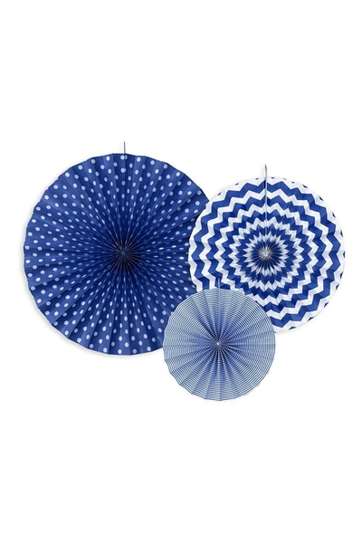 Huzur Party Store Sünnet Temalı Mavi Desenli Kağıt Yelpaze Süs Seti 3’lü 20 3...
