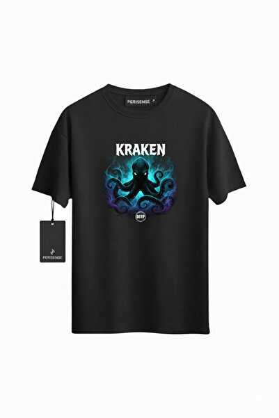 PERISENSE Unisex Kraken Deep Printed Premium Combed Oversized T-Shirt