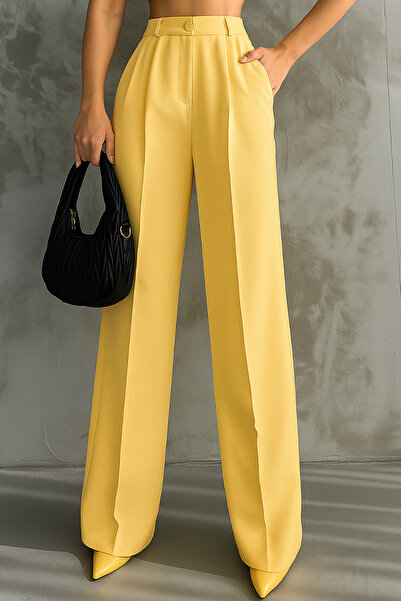 Mogi Butik Women's Pleated High Waist Lycra Palazzo Trousers 3024