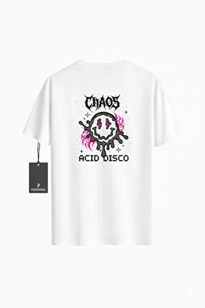 PERISENSE Unisex Acid Typography Printed Premium Combed Cotton Oversized T-Shirt