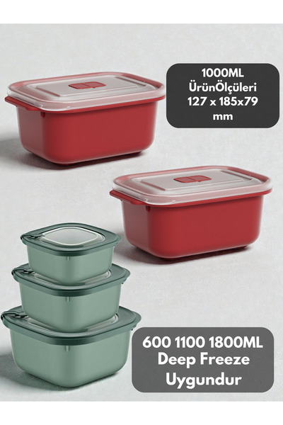 PONÇİK BEBEK 5-Piece Storage Container Set Is Suitable for Microwave, Refrige...