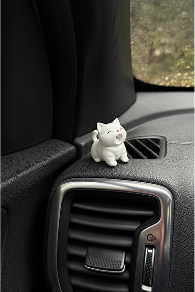 hobier قطعة واحدة من زينة السيارة على شكل قطة بيضاء صغيرة لطيفة، ديكور للطاول...