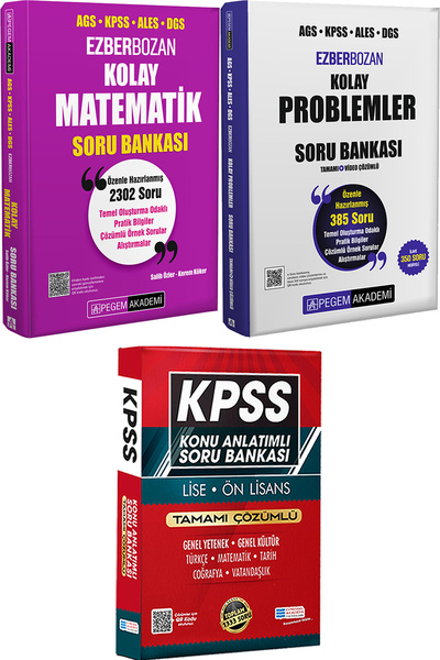 Pegem Akademi Yayıncılık Ezberbozan Kolay Matematik Kolay Problemler Soru - L...