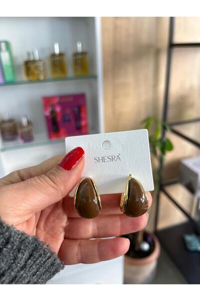 shesra Zarif Mineli 14K Renk Kaplama Halka Küpe