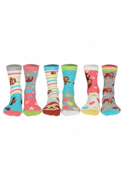 Heritage Home مجموعة جوارب Hn Socks اللطيفة ذات النمط الحيواني الكسول للجنسين، معبأة في علبة هدايا مكونة من 5 قطع
