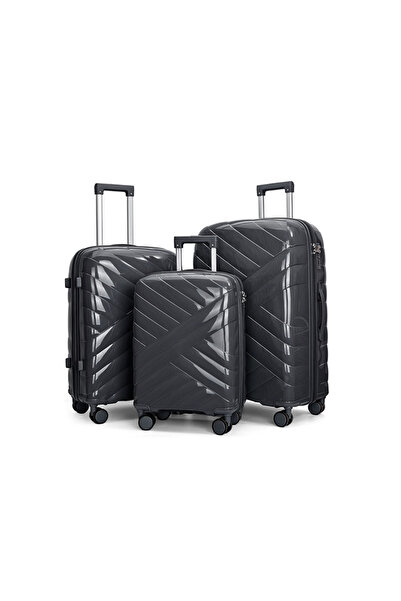 VELMORE 3 Piece Polypropylene Hard Side Luggage Set - 20" + 24" + 28"