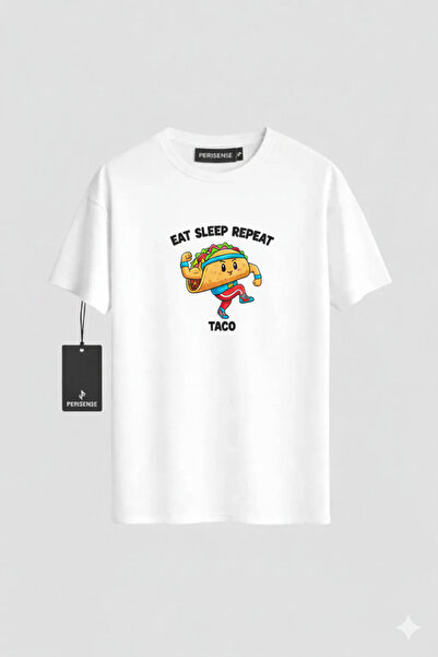 PERISENSE Unisex Taco Athlete Printed Premium Combed Cotton Oversized T-Shirt