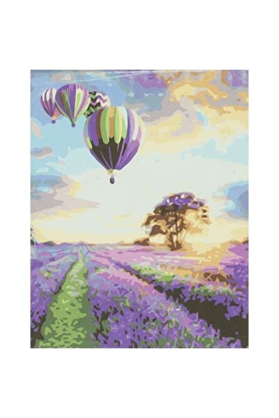 WTO Pictura cu numere WTO®, model camp de lavanda, panza pe rama de lemn, vop...