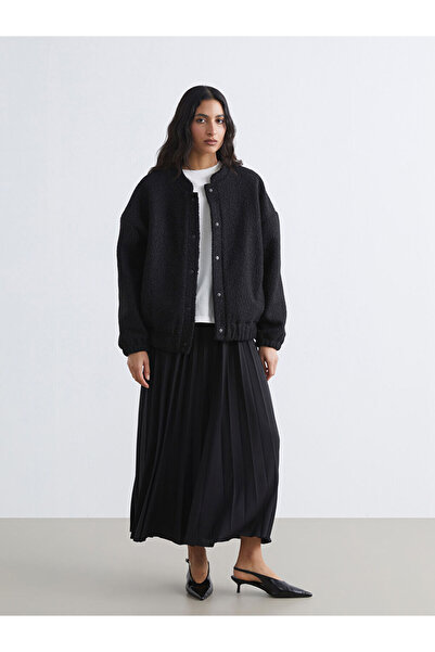 LC Waikiki Kolej Yaka Oversize Kadın Pelüş Mont