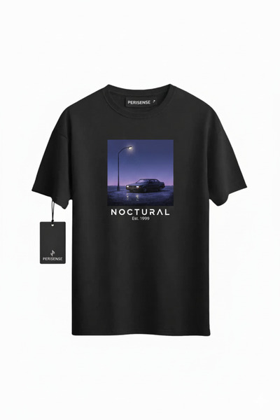 PERISENSE Unisex Nocturnal Vibes Printed Premium Combed Cotton Oversized T-Shirt