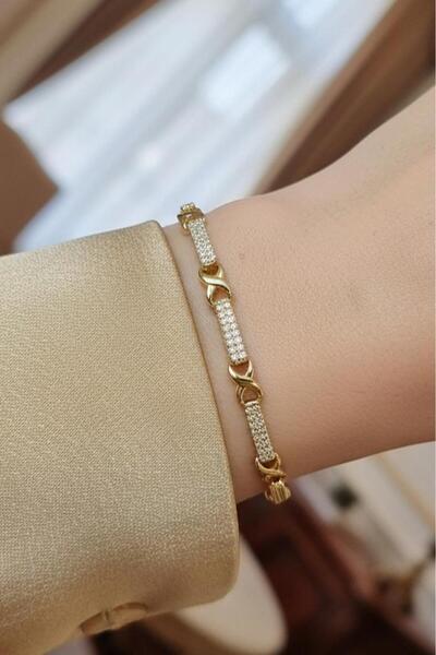 Valmont Accessories 14K Altın Renkli Zarif Kıvrımlı Form Detaylı Kadın Bilekl...