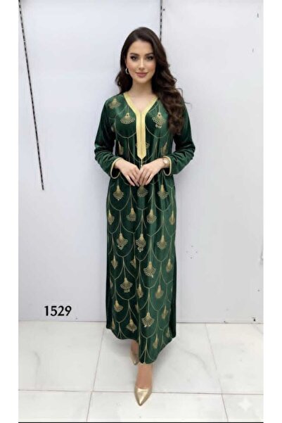 Razan Fashion Velvet house dress with elegant embroidery, available in ample ...